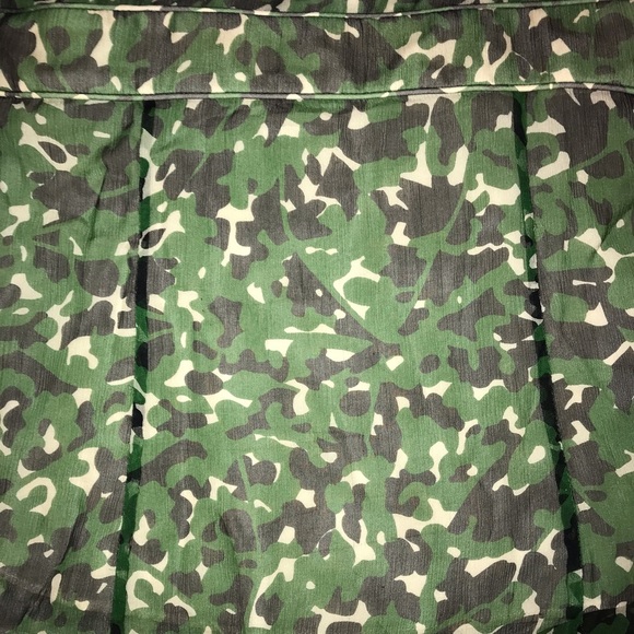 JCrew Green & Brown Camouflage Spaghetti Strap Silk Tank Top. Sz 6. - Picture 8 of 10